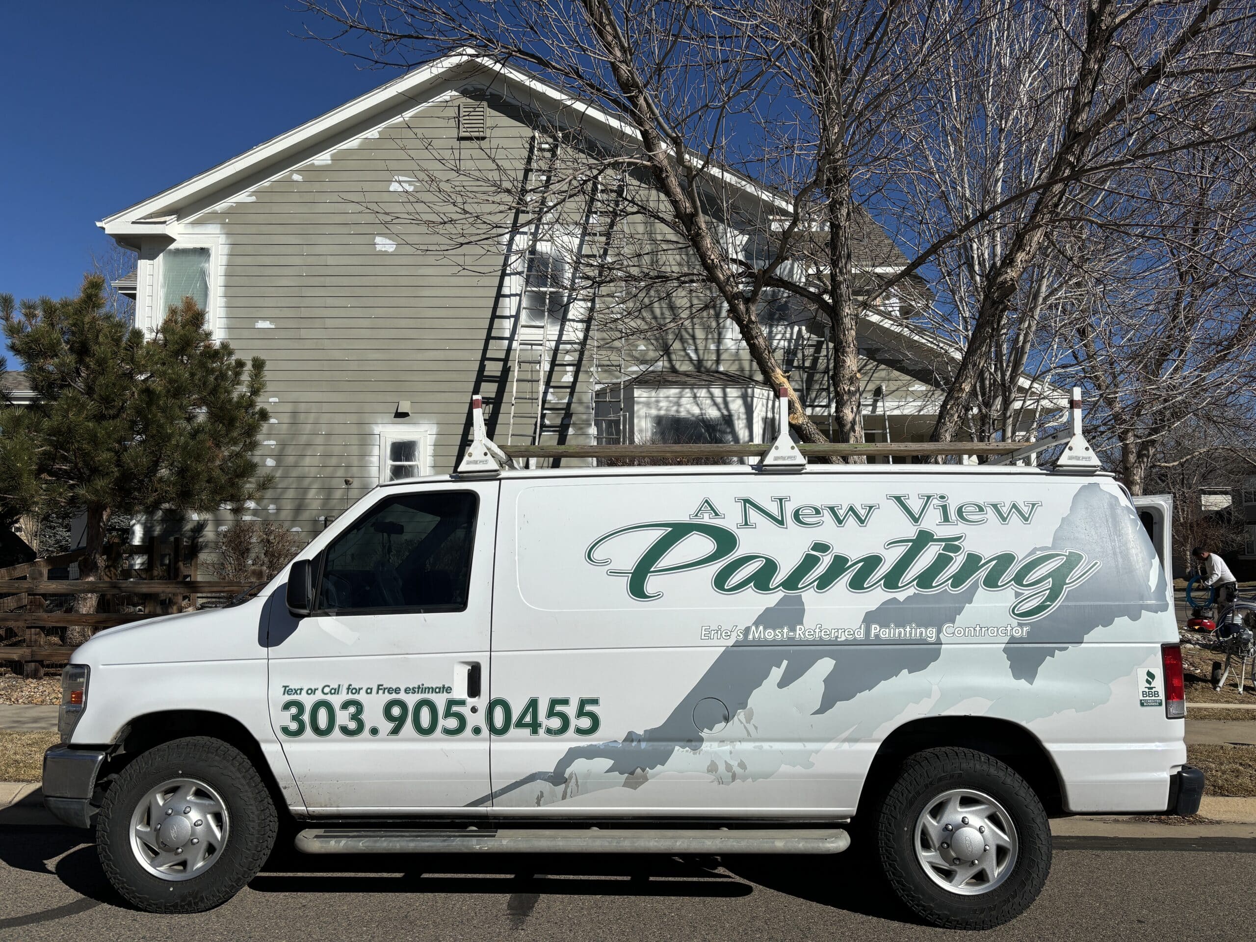 Bishop van outside Exterior Trim Repainting & Carpentry Repairs in Erie, CO